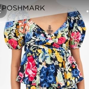 Z a r a 💐Floral Puff Blouse💐